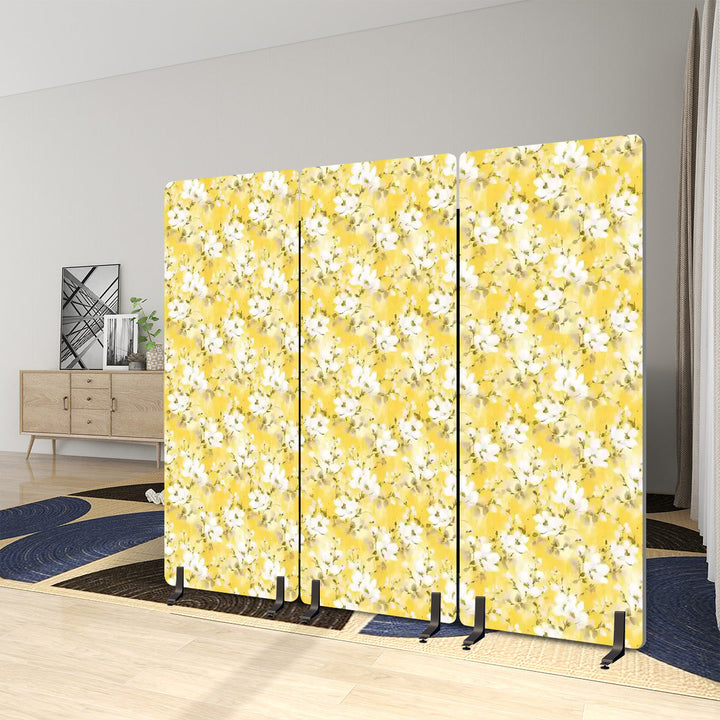 3 Panel Sound-Absorbing Room Divider / Distressed Cotton Blossom