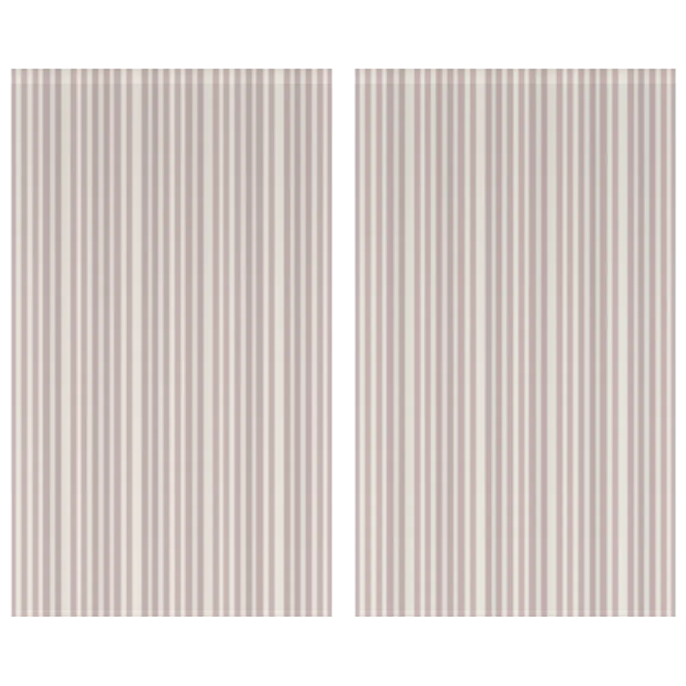 Window Curtain Set - Cotton Blend (2 Panels) | French Stripe - Dusty Lilac