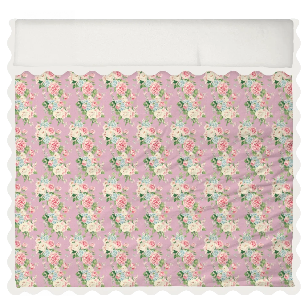 Vintage Cottage Collection Scalloped Duvet Cover Set - Emma (Lilac)