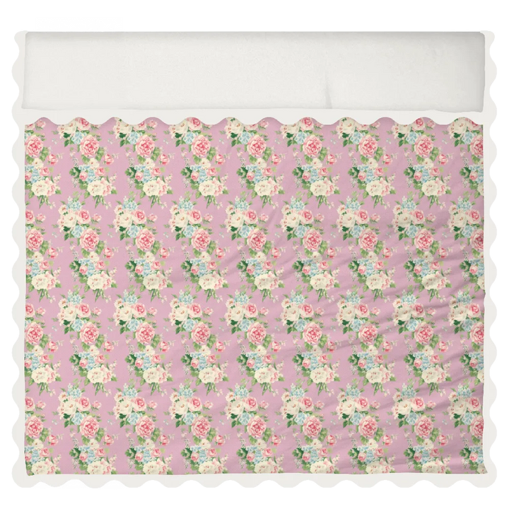 Vintage Cottage Collection Scalloped Duvet Cover Set - Emma (Lilac)