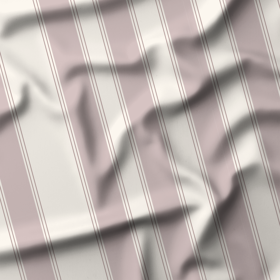 Window Curtain Set - Cotton Blend (2 Panels) | French Stripe - Dusty Lilac  (Vintage Cottage Collection)