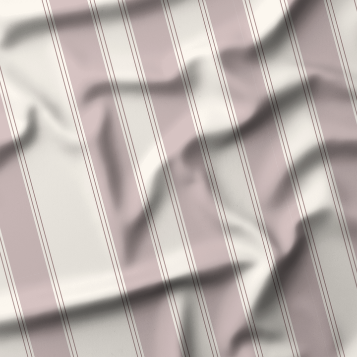 Window Curtain Set - Cotton Blend (2 Panels) | French Stripe - Dusty Lilac  (Vintage Cottage Collection)