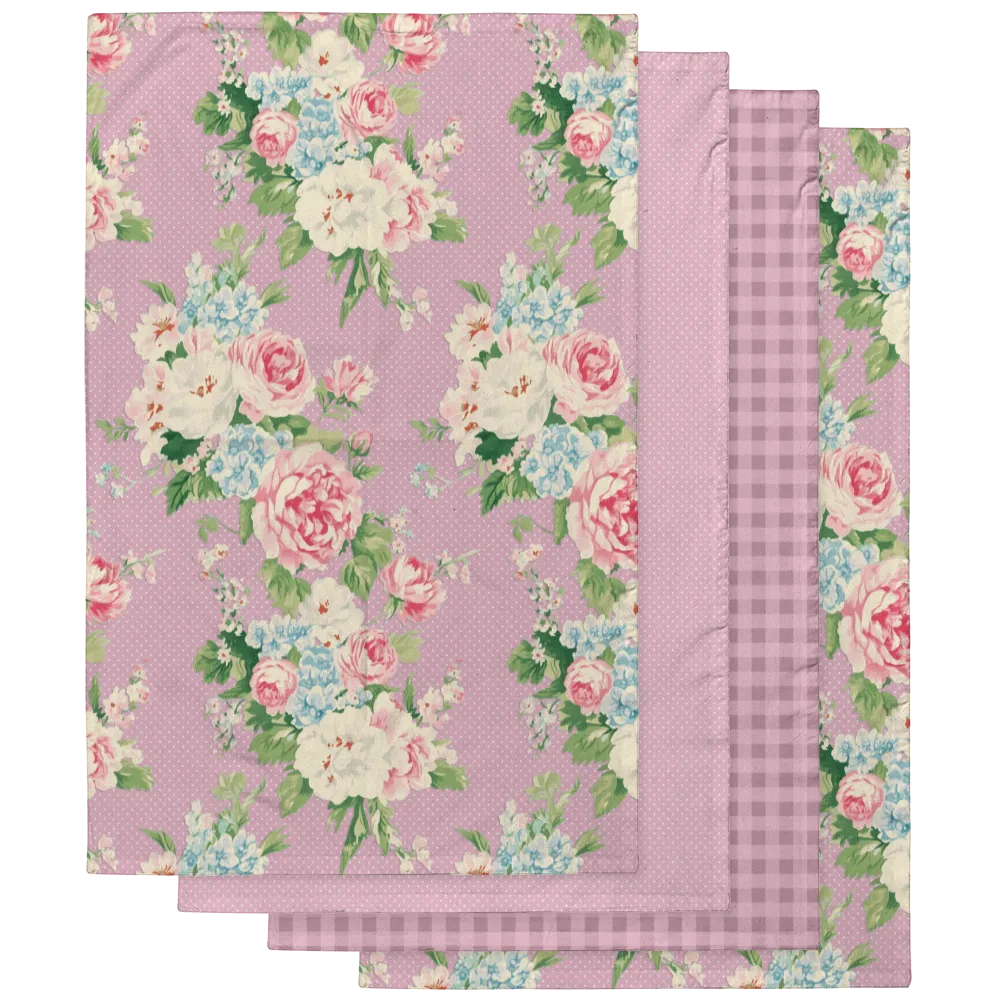 Emma – Lilac Tea Towel Set (4) | Vintage Cottage Collection