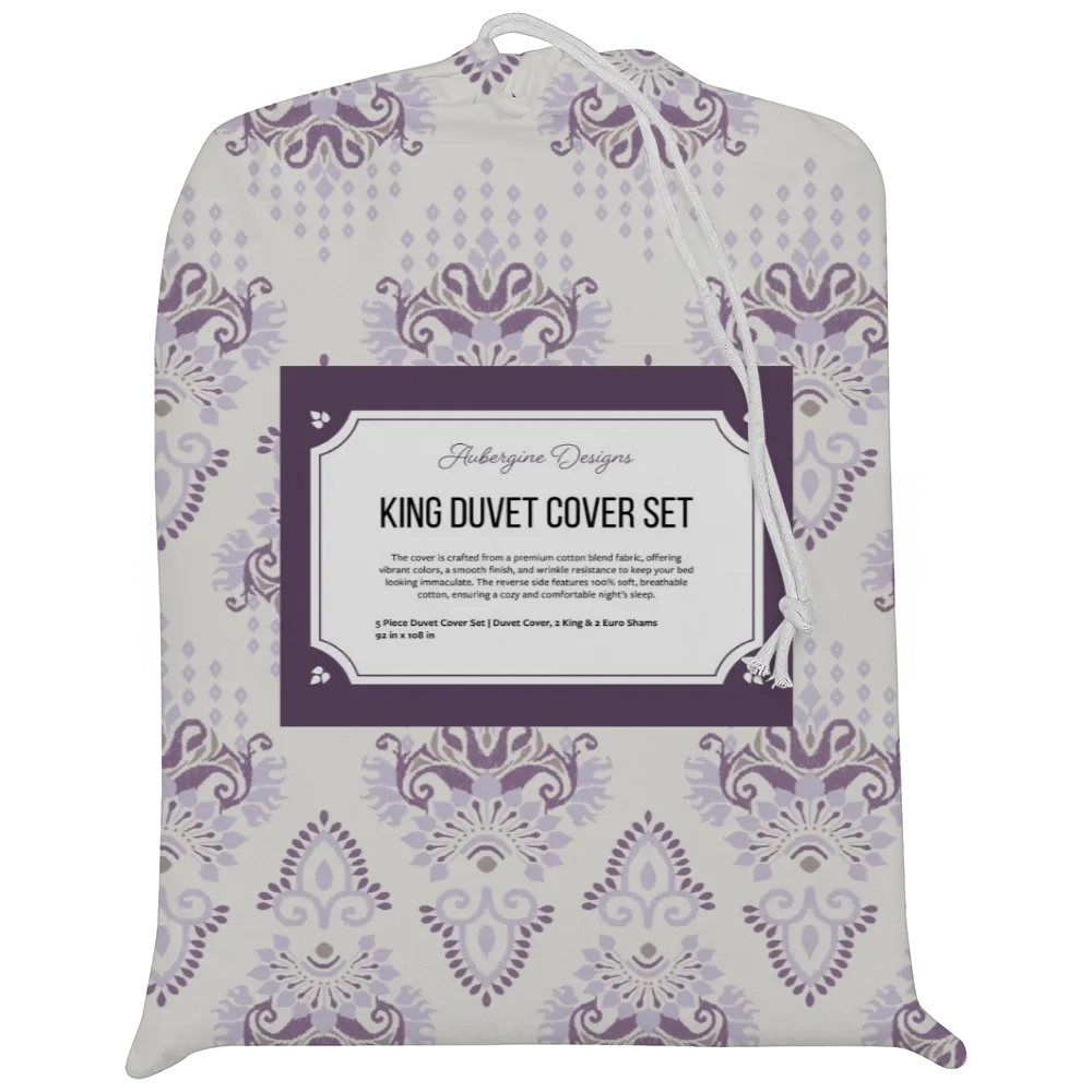 Reds &amp; Purples Anthology Duvet Cover Set – Ikat Damask (Rhapsody Lilac)