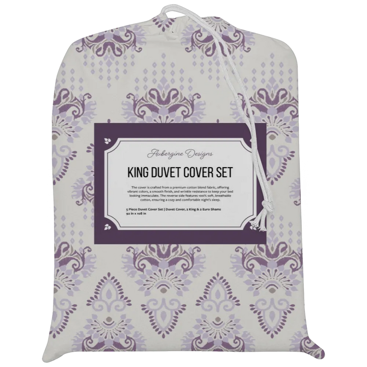 Reds &amp; Purples Anthology Duvet Cover Set – Ikat Damask (Rhapsody Lilac)