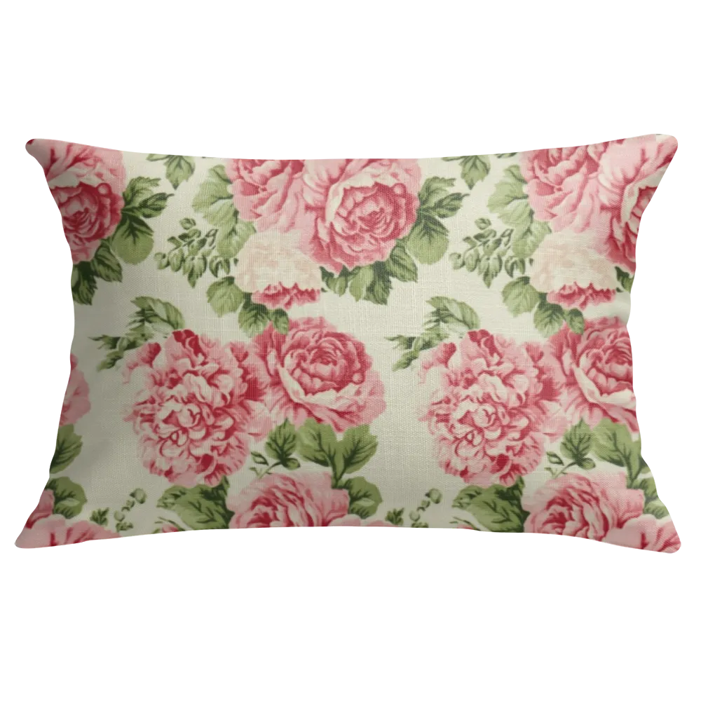 Sharron Floral Lumbar Pillow – Personalized Panel | Vintage Cottage Collection