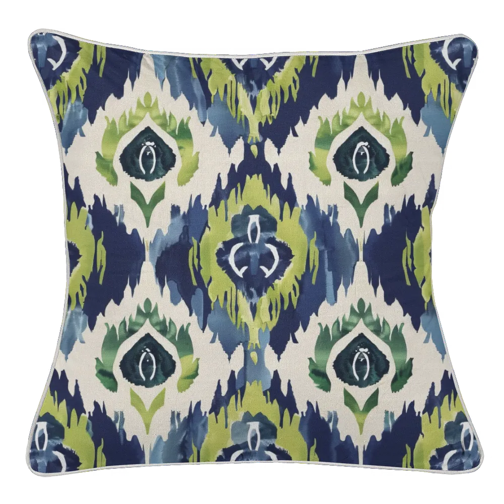 Ikat Fusion Pillow Trio – Peridot Blues