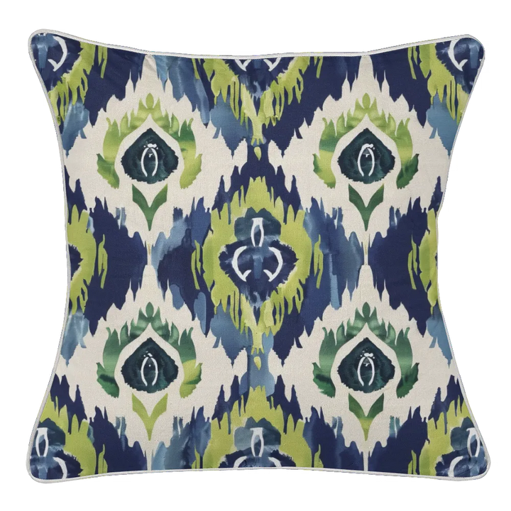 Ikat Fusion Pillow Trio – Peridot Blues