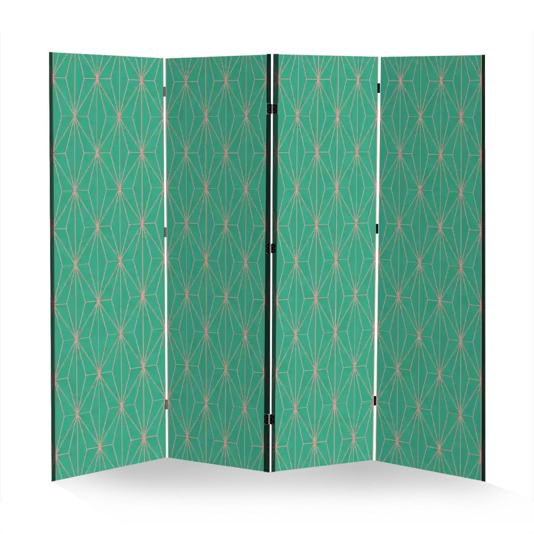 4 Panel Room Divider Folding Screen / Deco Diamonds