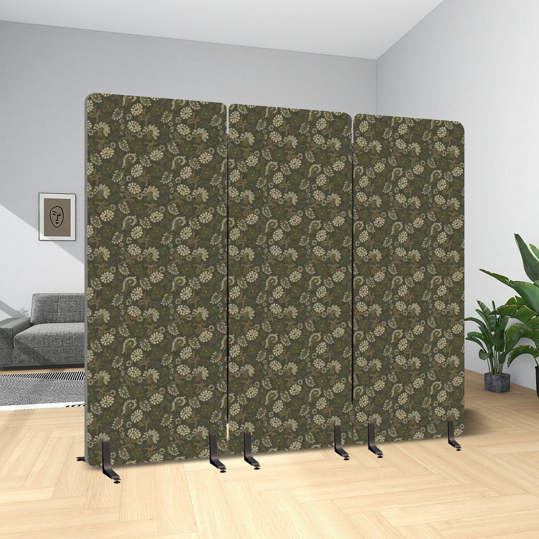 3 Panel Sound-Absorbing Room Divider / Vintage Floral