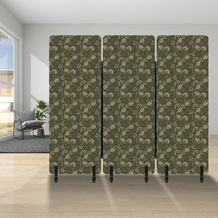 3 Panel Sound-Absorbing Room Divider / Vintage Floral