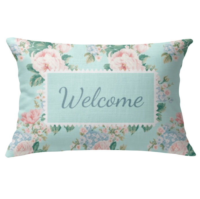 Braxton Floral Lumbar Pillow – Personalized Panel | Vintage Cottage Collection