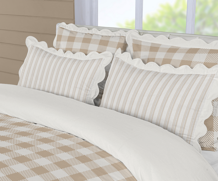 5 Piece Cotton Duvet Cover Set - Queen | Buffalo Check (SW Naturally Refined Collection)