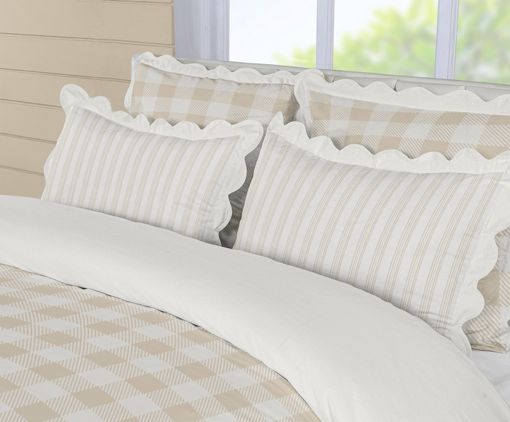 5 Piece Cotton Duvet Cover Set - Queen | Buffalo Check (SW Naturally Refined Collection)