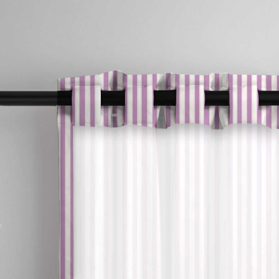 Window Curtain Set - Cotton Blend (2 Panels) | French Stripe - Vintage Lilac  (Vintage Cottage Collection)