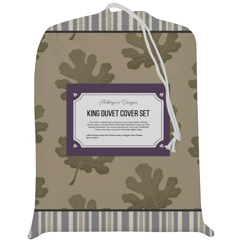 Verdant Fig™ Piped Edge Duvet Cover Set - Stamped Fig