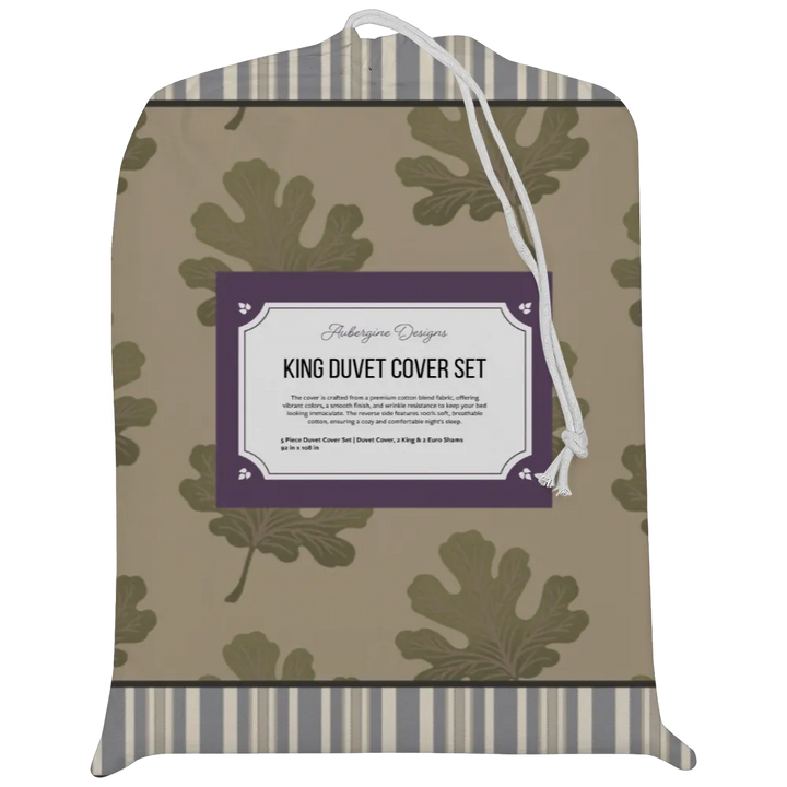 Verdant Fig™ Piped Edge Duvet Cover Set - Stamped Fig
