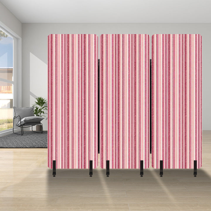 3 Panel Sound-Absorbing Room Divider / Sketchy Stripes