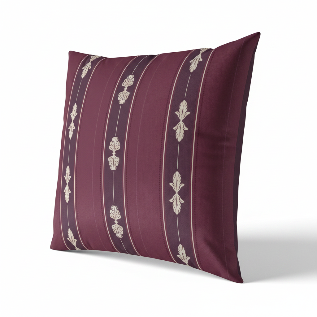 Harvest Garden Dutch Velvet Decorative Pillow - Acanthus Stripe (Aubergine)