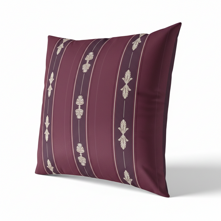 Harvest Garden Dutch Velvet Decorative Pillow - Acanthus Stripe (Aubergine)