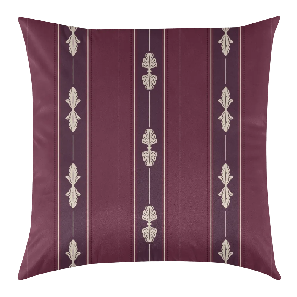 Harvest Garden Dutch Velvet Decorative Pillow - Acanthus Stripe (Aubergine)