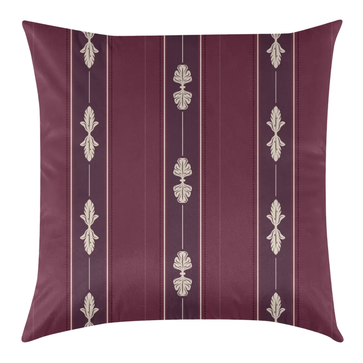 Harvest Garden Dutch Velvet Decorative Pillow - Acanthus Stripe (Aubergine)