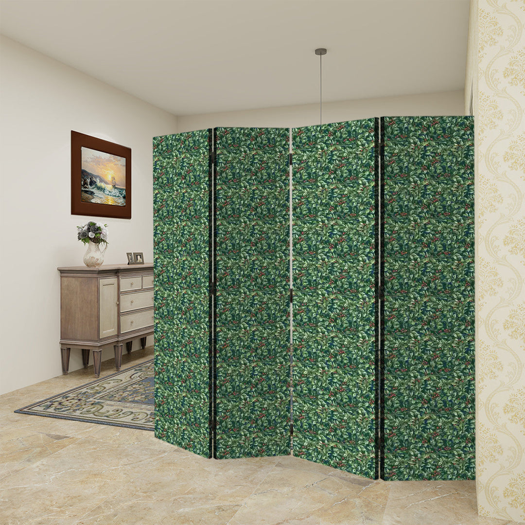 4 Panel Room Divider Folding Screen / Berries - William Morris Inspired Collection