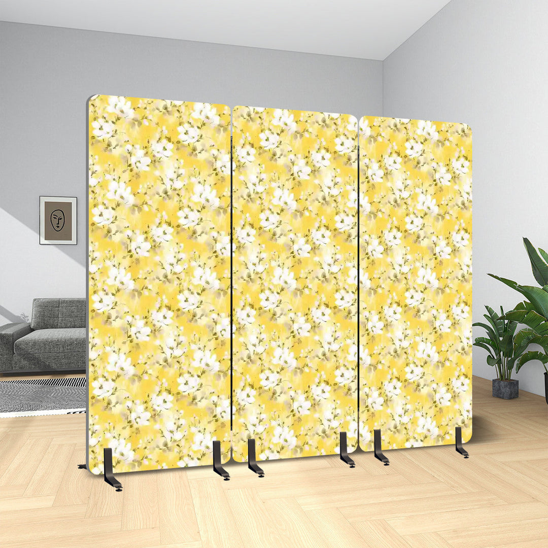 3 Panel Sound-Absorbing Room Divider / Distressed Cotton Blossom