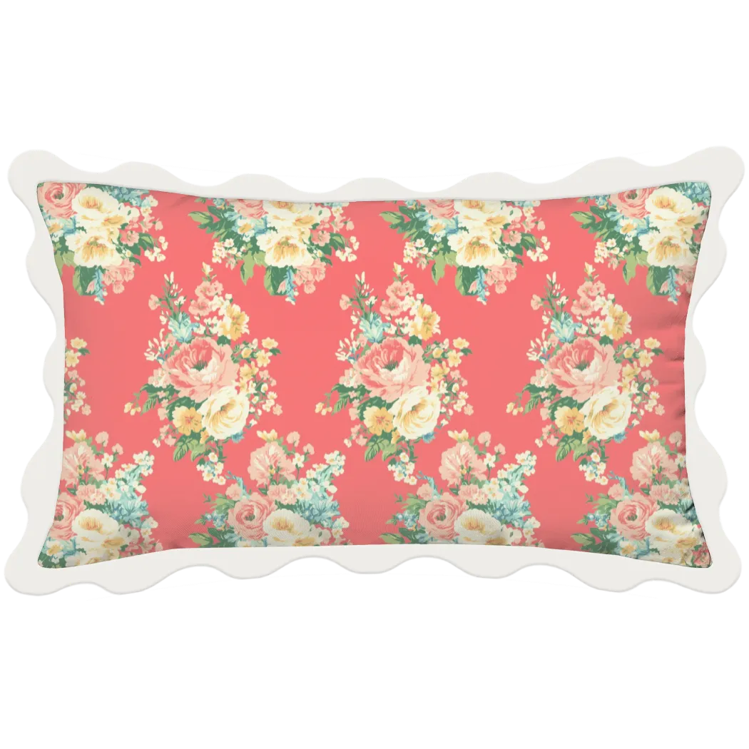 Vintage Cottage Collection Scalloped Duvet Cover Set - Florence (Dark Coral)