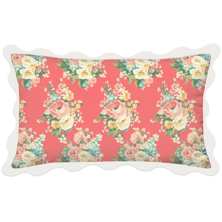 Vintage Cottage Collection Scalloped Duvet Cover Set - Florence (Dark Coral)