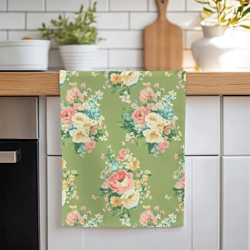 Florence – Lime Tea Towel Set (4) | Vintage Cottage Collection