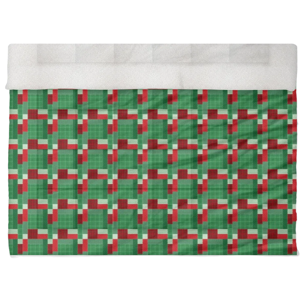 Luxury Flannel & Sherpa Comforter Set | Patchwork Squardular - Xmas