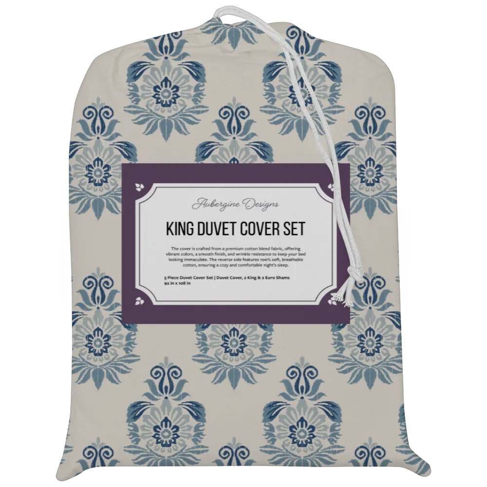 Blues &amp; Greens Anthology Duvet Cover Set – Ikat (Smoky Azurite)