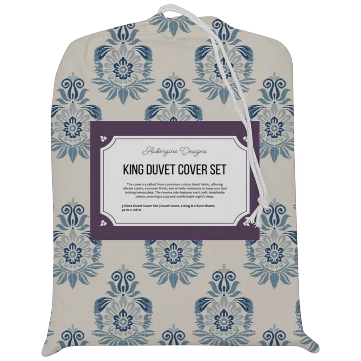 Blues &amp; Greens Anthology Duvet Cover Set – Ikat (Smoky Azurite)