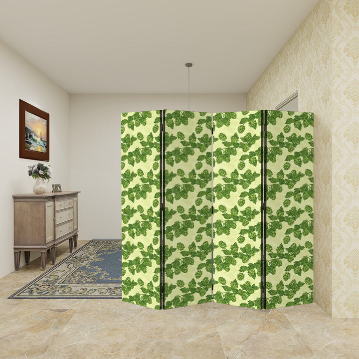 4 Panel Room Divider Folding Screen / Hops