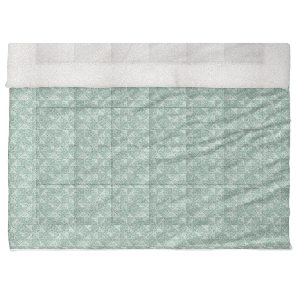 Luxury Flannel & Sherpa Comforter Set | Patchwork - Pinwheel - Snow - Mint