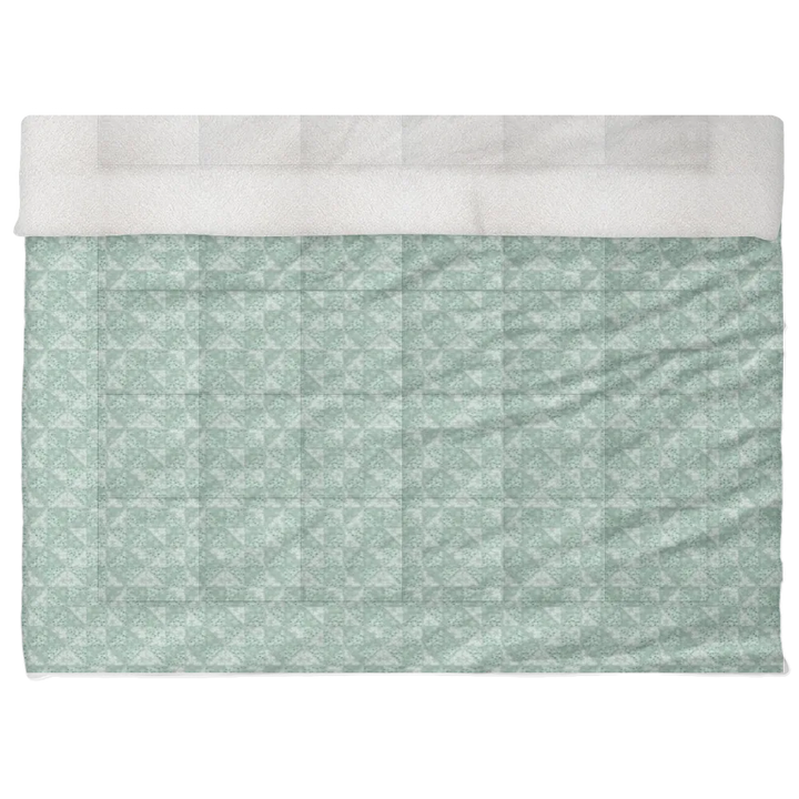Luxury Flannel & Sherpa Comforter Set | Patchwork - Pinwheel - Snow - Mint