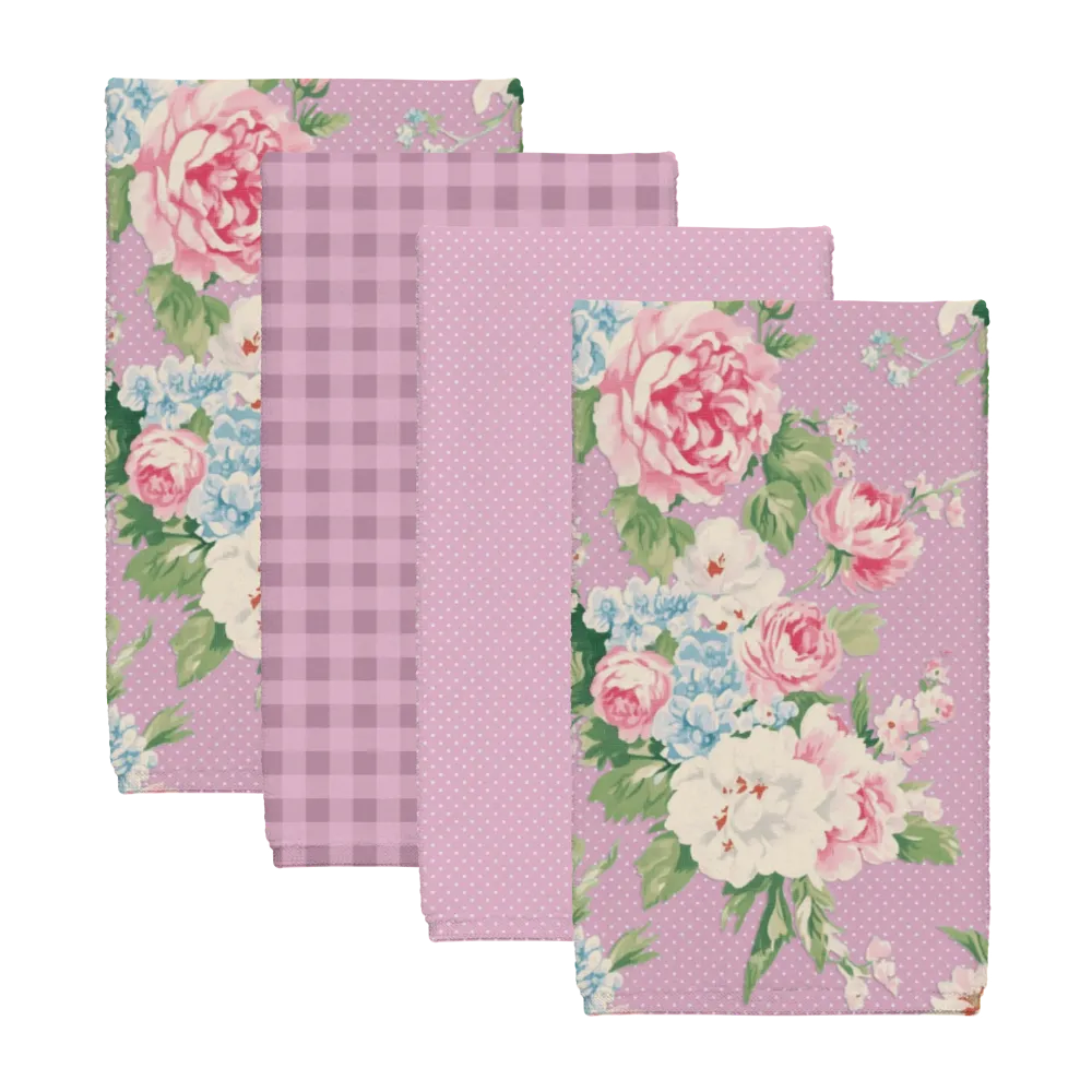 Emma – Lilac Tea Towel Set (4) | Vintage Cottage Collection