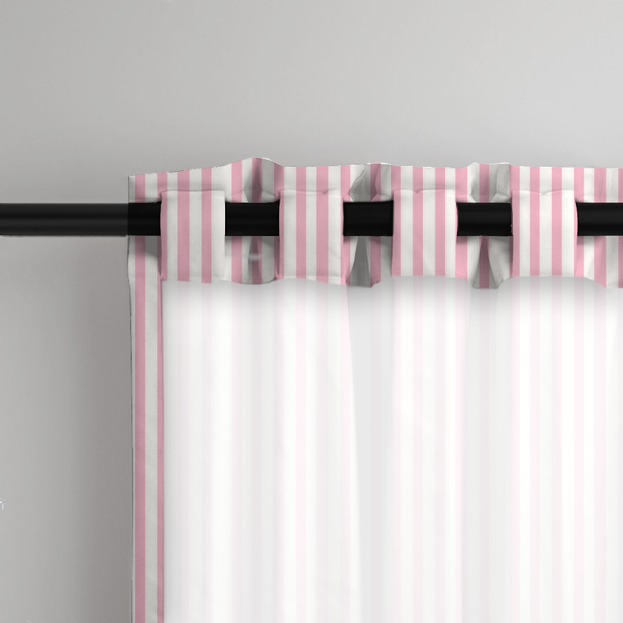 Window Curtain Set - Cotton Blend (2 Panels) | French Stripe - Babydoll  (Vintage Cottage Collection)