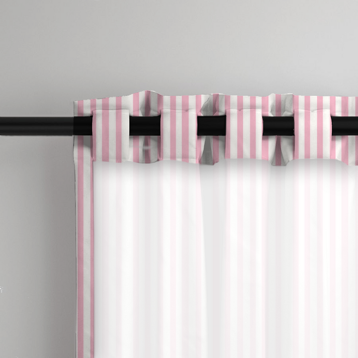 Window Curtain Set - Cotton Blend (2 Panels) | French Stripe - Babydoll  (Vintage Cottage Collection)