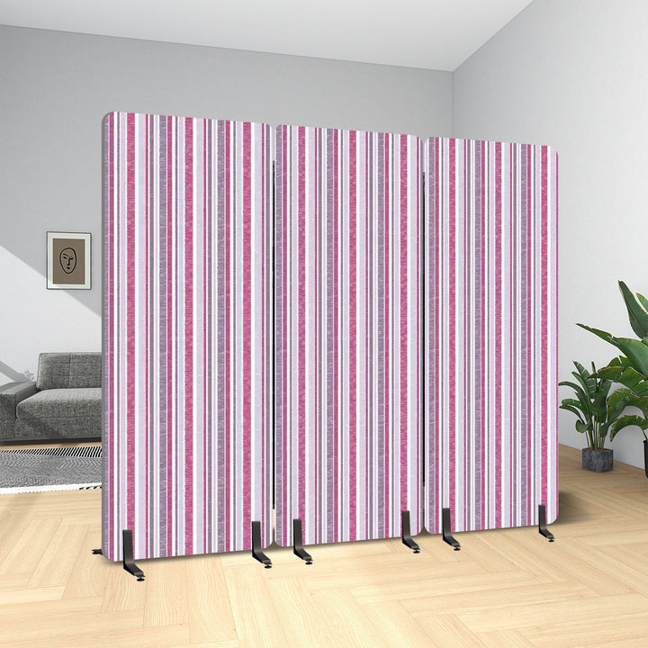 3 Panel Sound-Absorbing Room Divider / Sketchy Stripes