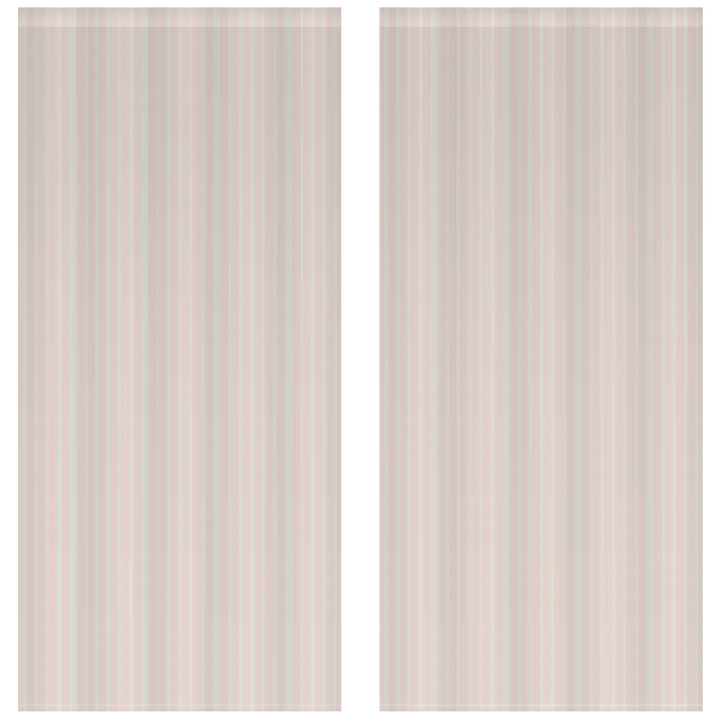Window Curtain Set - Cotton Blend (2 Panels) | French Stripe - Ballet Pink
