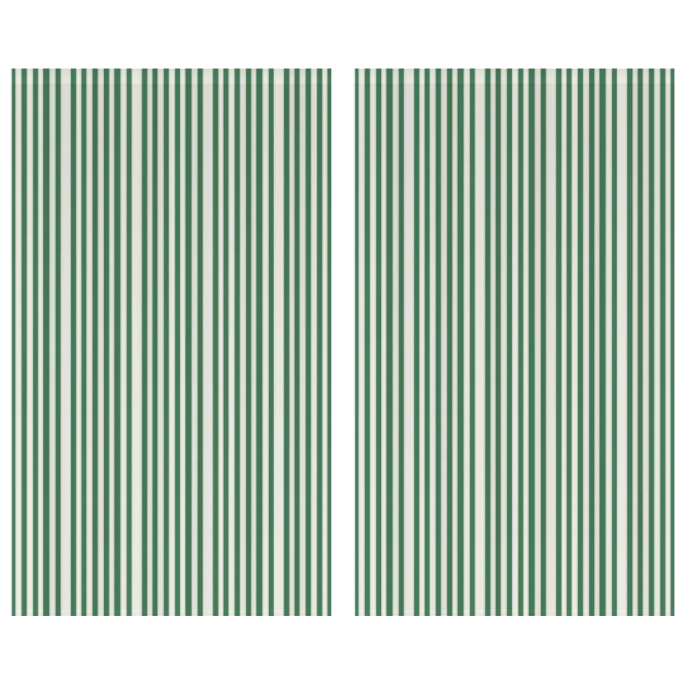 Window Curtain Set - Cotton Blend (2 Panels) | French Stripe - Green