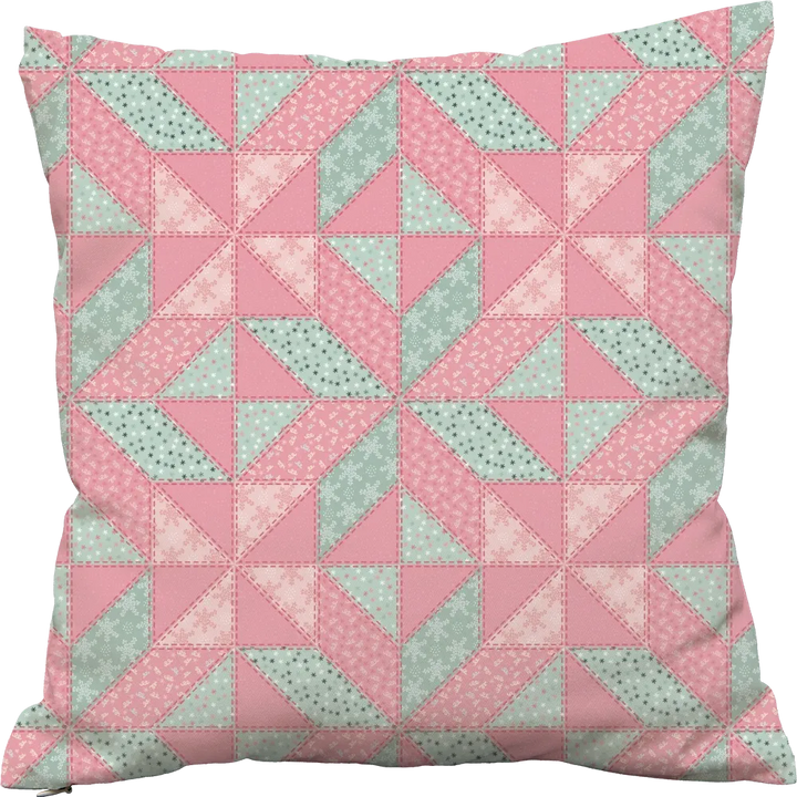 Luxury Flannel & Sherpa Comforter Set | Patchwork Star - Pink Pattern