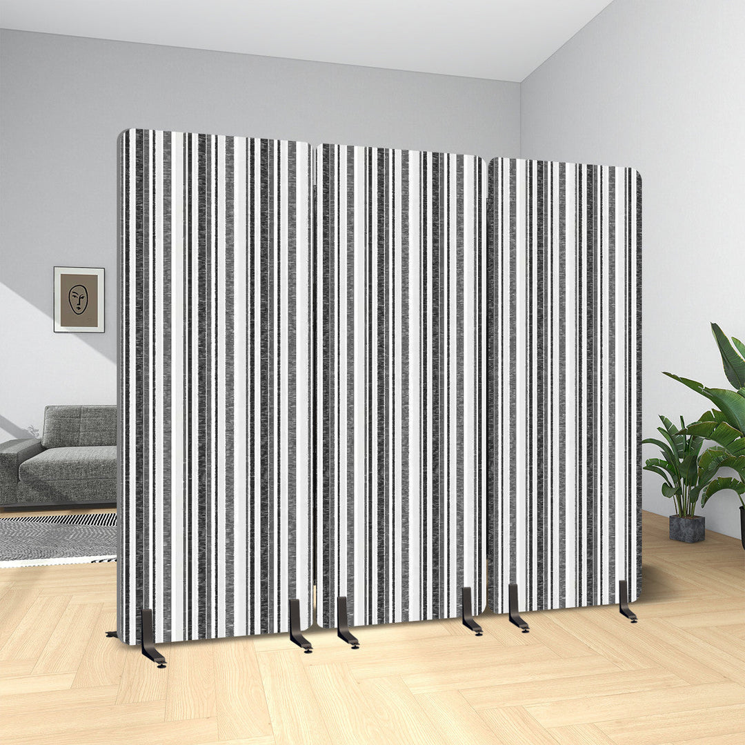 3 Panel Sound-Absorbing Room Divider / Sketchy Stripes