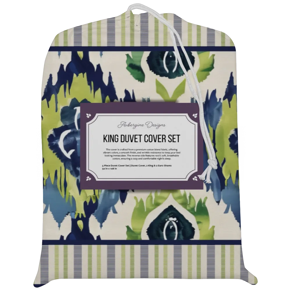 Peridot Blues Duvet Cover Set | Ikat Fusion Collection