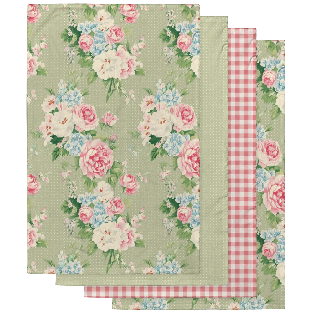 Emma – Khaki Tea Towel Set (4) | Vintage Cottage Collection