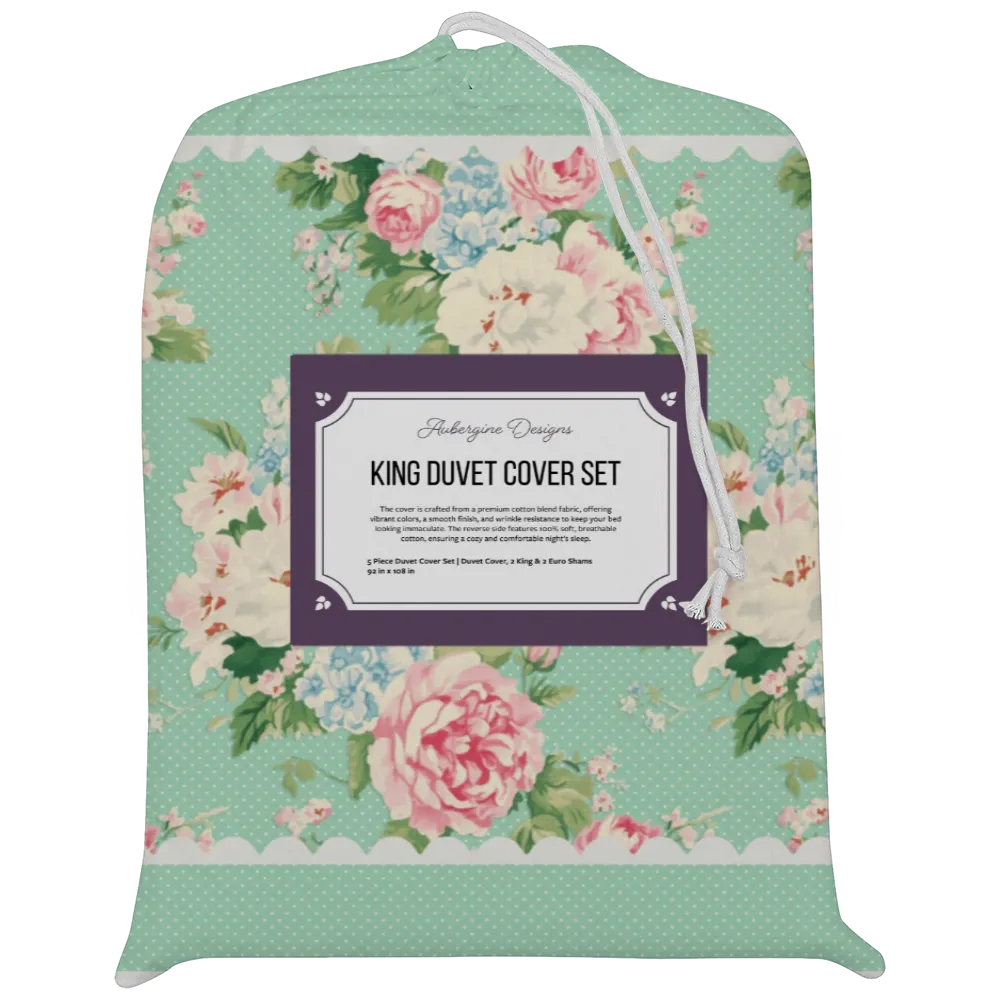 Vintage Cottage Collection Scalloped Duvet Cover Set - Emma (Seafoam)