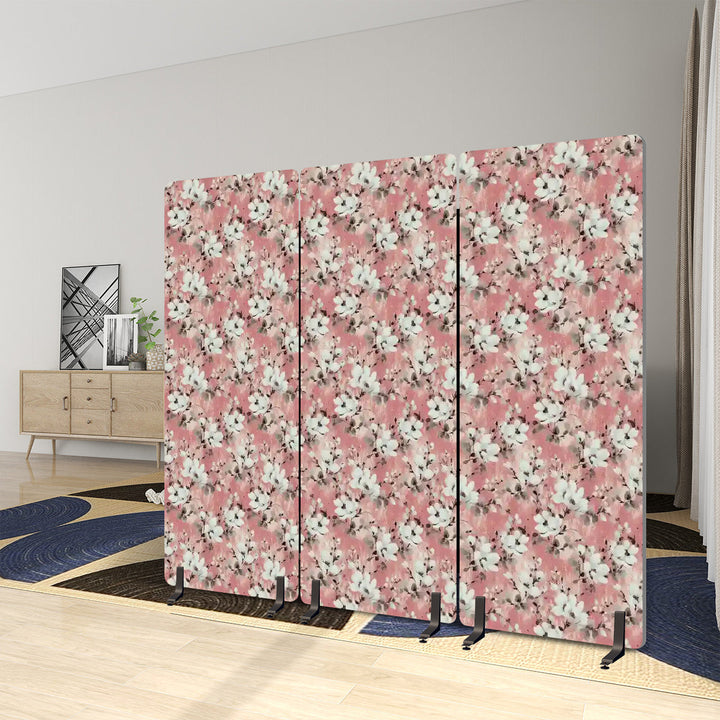 3 Panel Sound-Absorbing Room Divider / Distressed Cotton Blossom