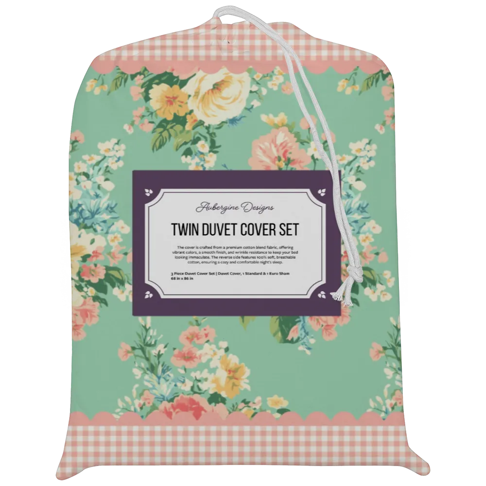 Vintage Cottage Collection Scalloped Duvet Cover Set - Florence (Aqua)